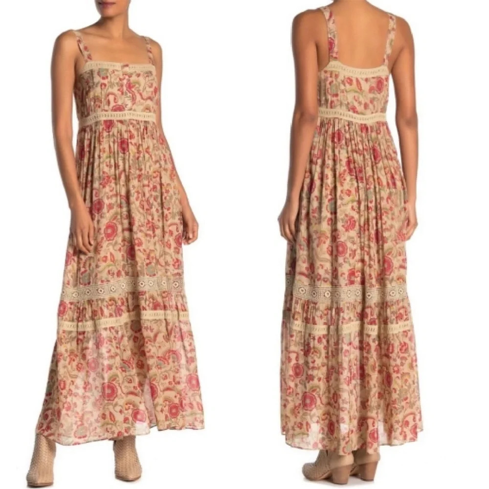 FRYE Dessert Bloom Boho Crochet Maxi Dress